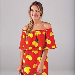 Mud Pie off the shoulder lemon dress 🍋
